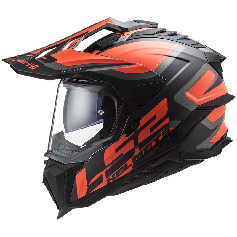 Casco enduro LS2 MX701 Explorer Alter nero-arancione fluo-grigio opaco