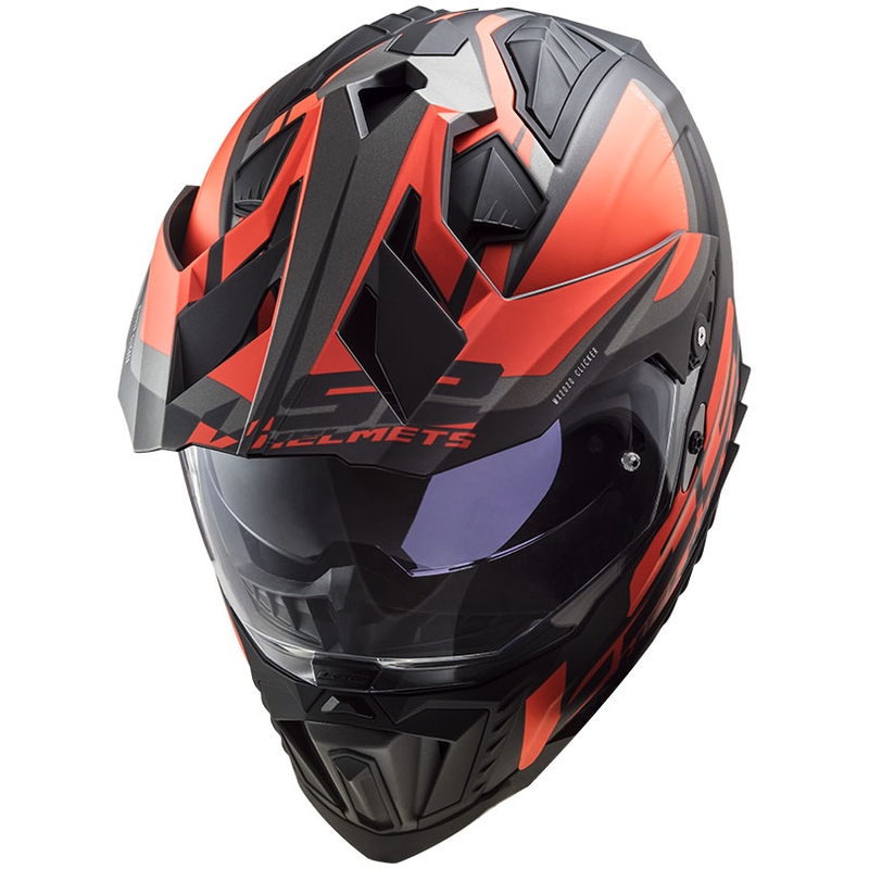 Casco enduro LS2 MX701 Explorer Alter nero-arancione fluo-grigio opaco