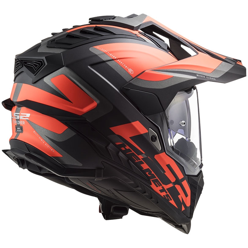 Casco enduro LS2 MX701 Explorer Alter nero-arancione fluo-grigio opaco