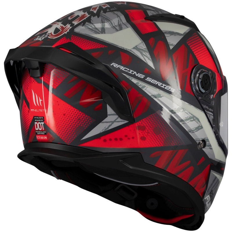Casco moto integrale MT Braker SV Fury nero-grigio-rosso