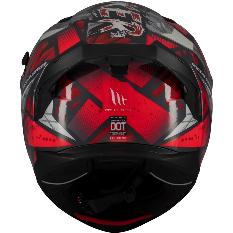 Casco moto integrale MT Braker SV Fury nero-grigio-rosso