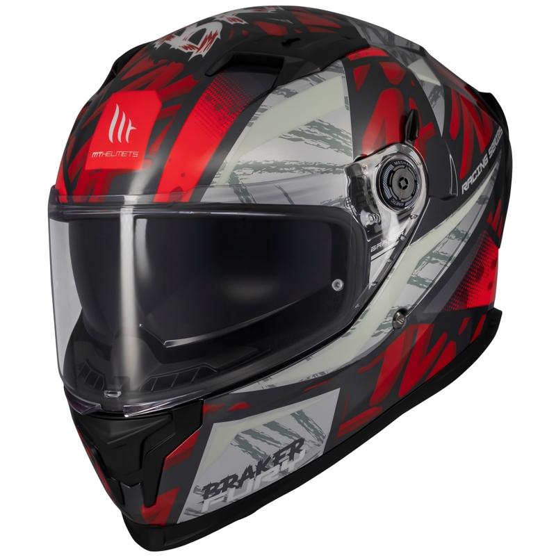 Casco moto integrale MT Braker SV Fury nero-grigio-rosso