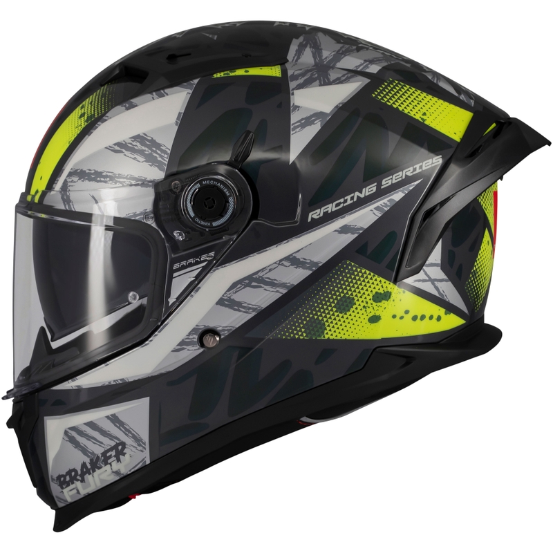 Casco moto integrale MT Braker SV Fury grigio-giallo fluo
