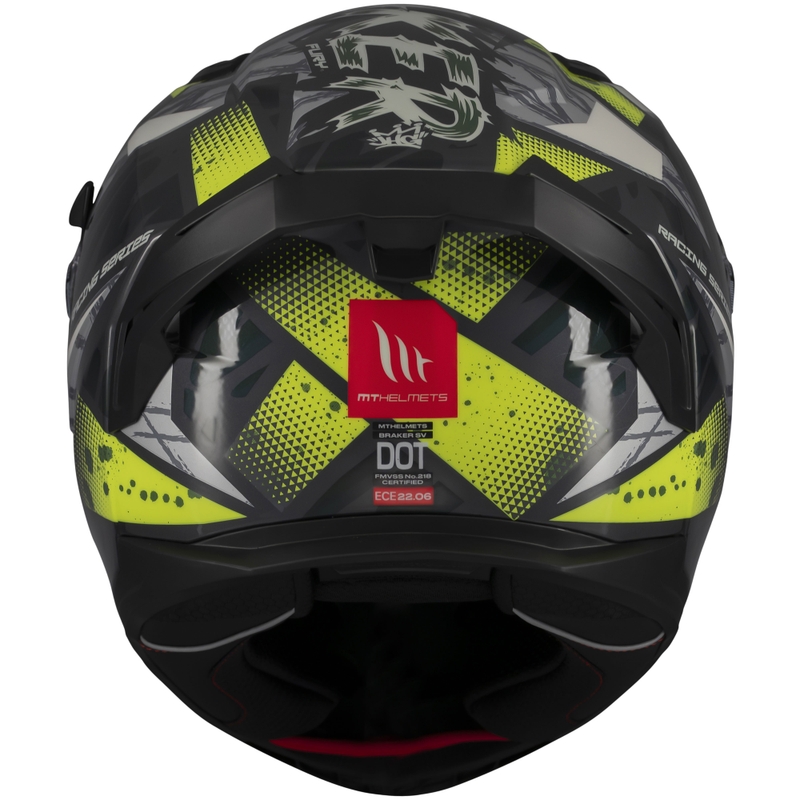 Casco moto integrale MT Braker SV Fury grigio-giallo fluo