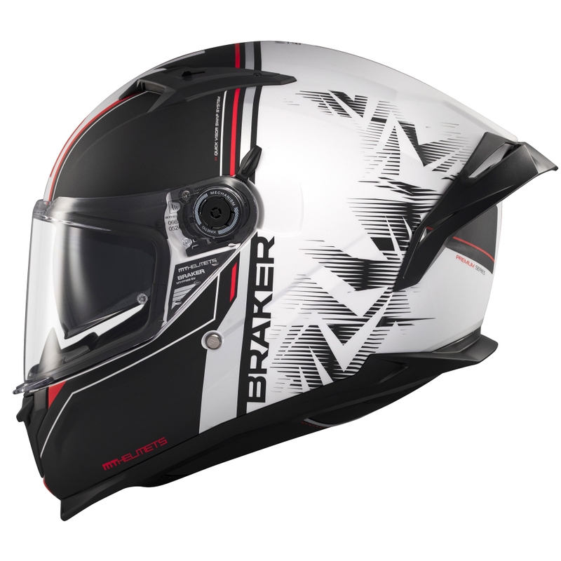 Casco moto integrale MT Braker SV Charm nero-bianco opaco