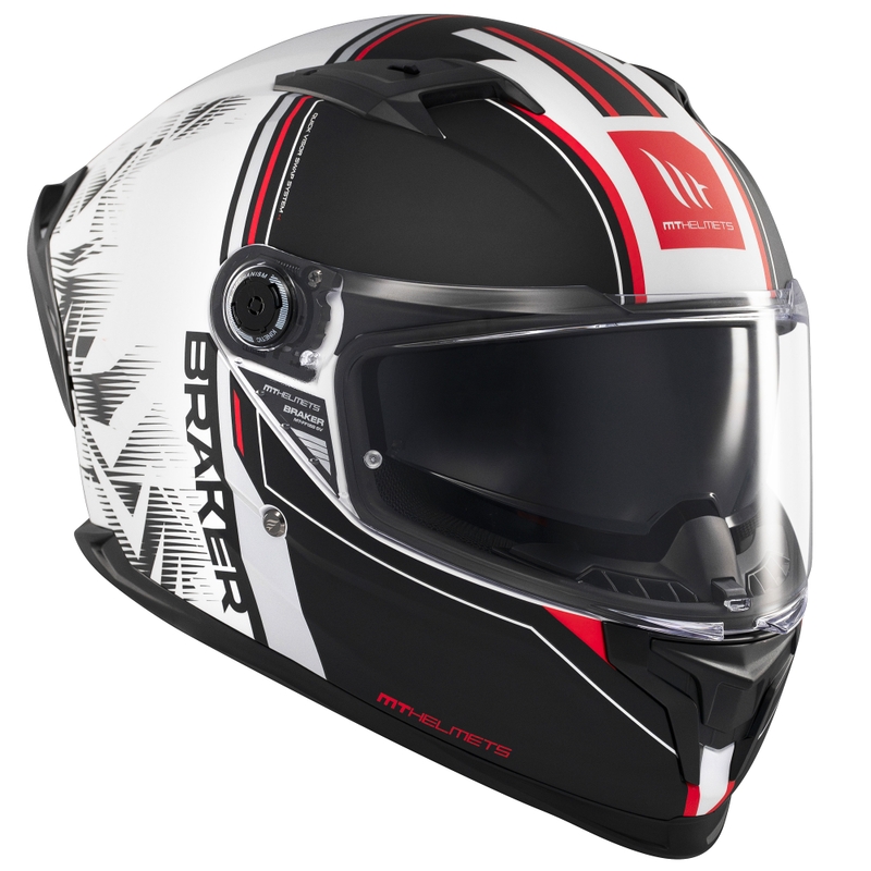 Casco moto integrale MT Braker SV Charm nero-bianco opaco