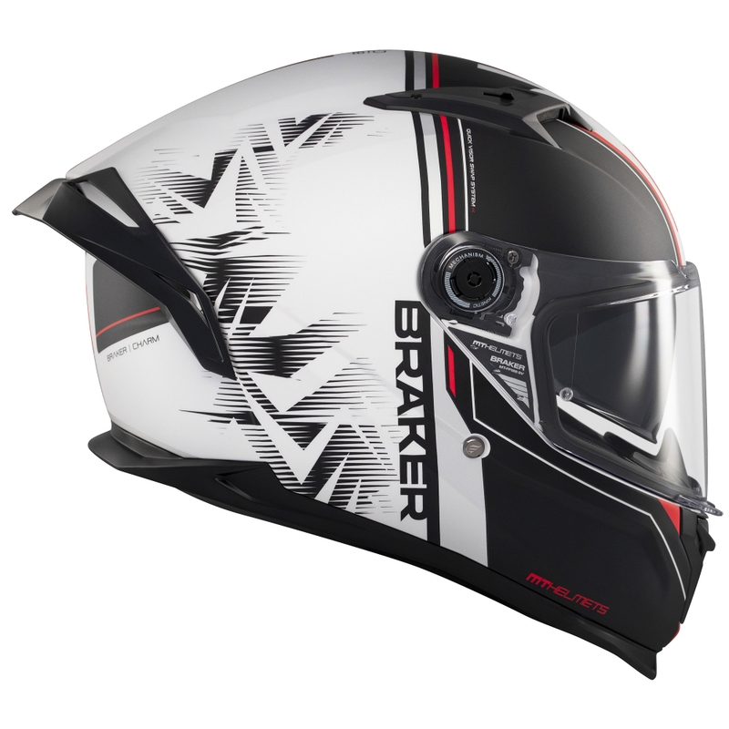 Casco moto integrale MT Braker SV Charm nero-bianco opaco