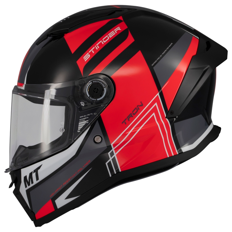 Casco moto integrale MT Stinger 2 Tron nero-rosso-grigio
