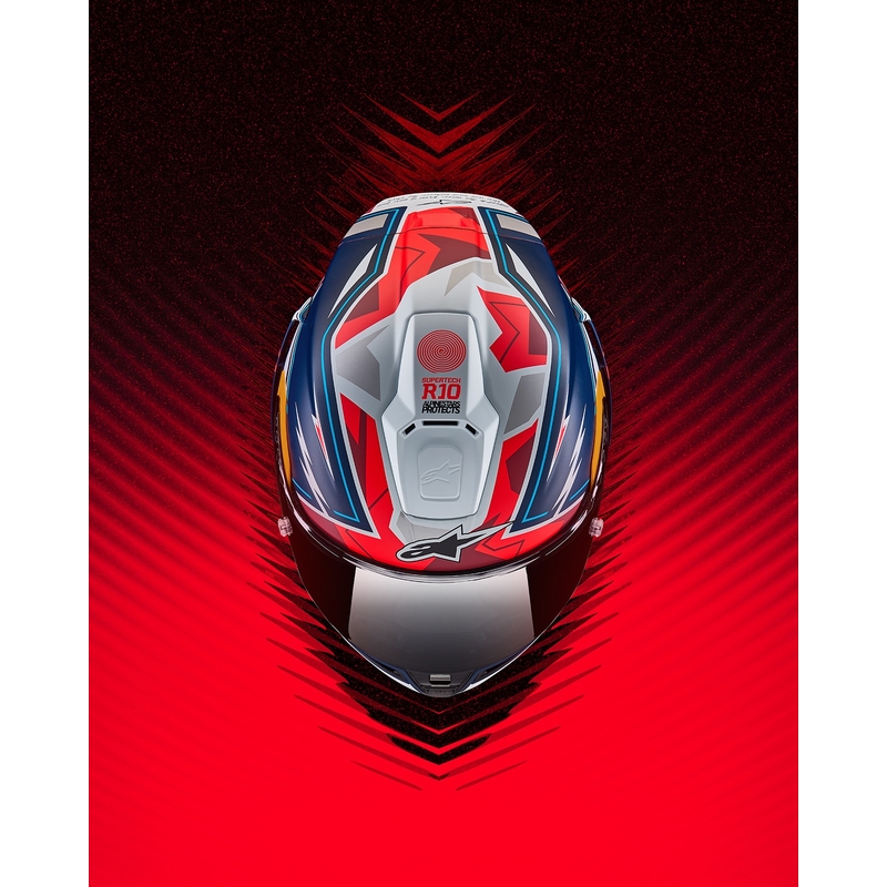 Casco integrale da moto Alpinestars Supertech R-10 Limited Edition Pedro Acosta Blu opaco-Rosso-Bianco