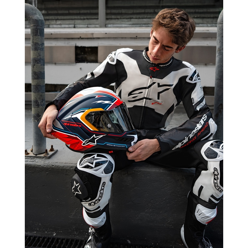 Casco integrale da moto Alpinestars Supertech R-10 Limited Edition Pedro Acosta Blu opaco-Rosso-Bianco