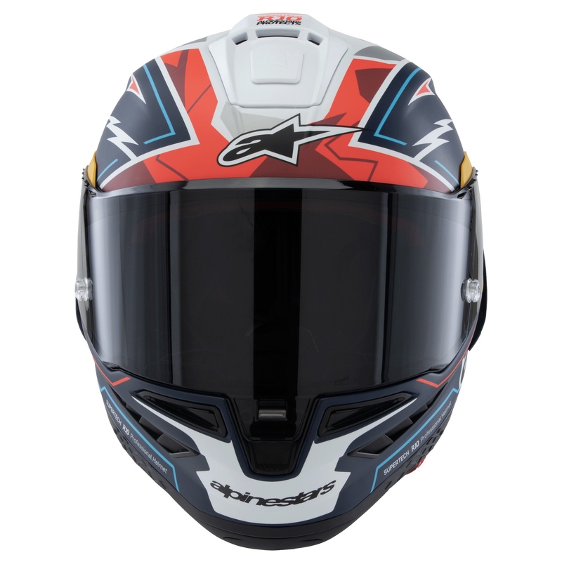 Casco integrale da moto Alpinestars Supertech R-10 Limited Edition Pedro Acosta Blu opaco-Rosso-Bianco