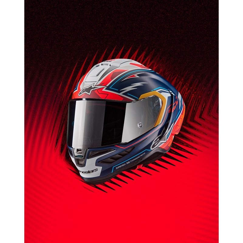 Casco integrale da moto Alpinestars Supertech R-10 Limited Edition Pedro Acosta Blu opaco-Rosso-Bianco
