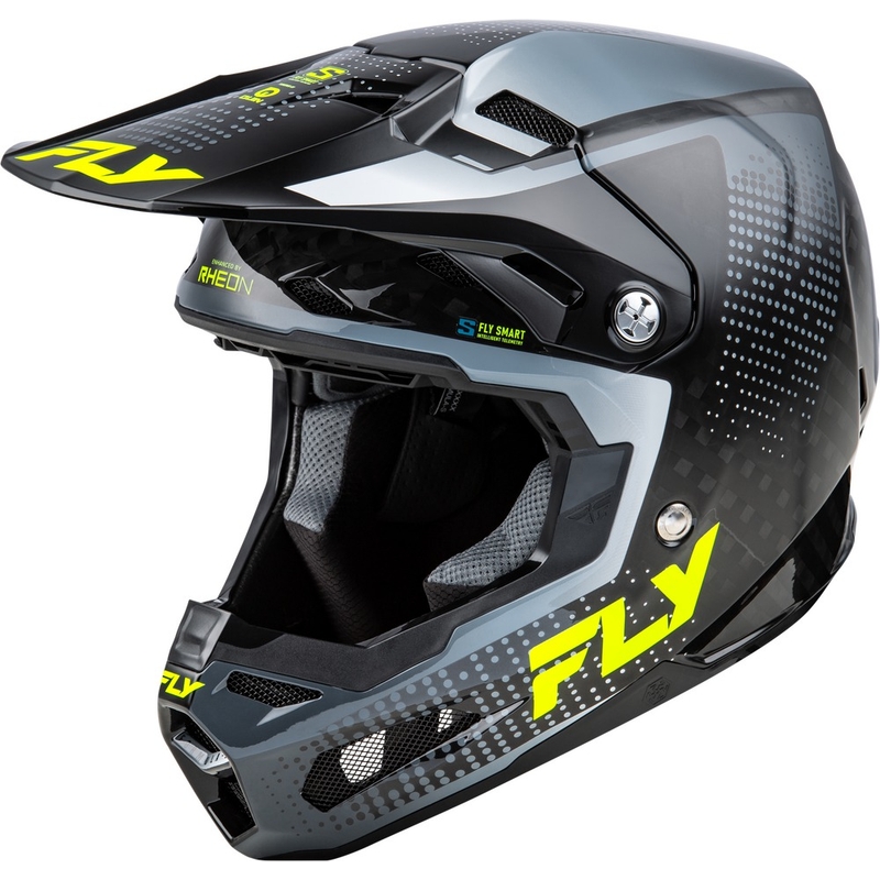 Casco da motocross FLY Racing Formula S Carbon Grigio-Giallo Fluo