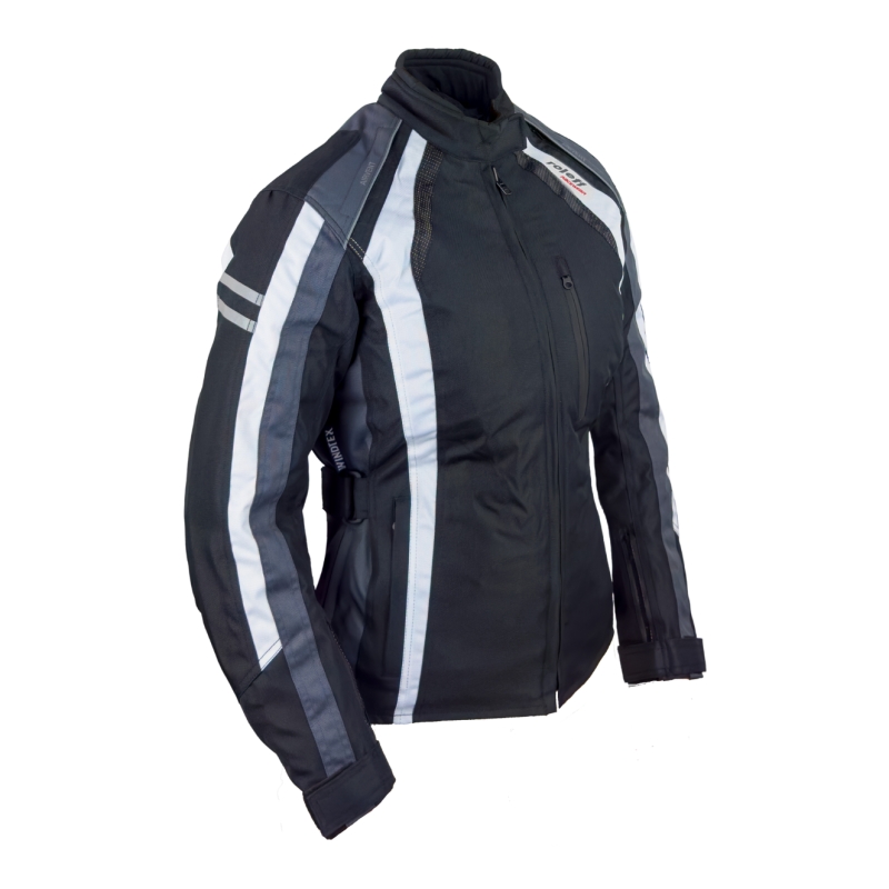 Giacca da motociclista donna Roleff Venedig nero-grigio-bianco