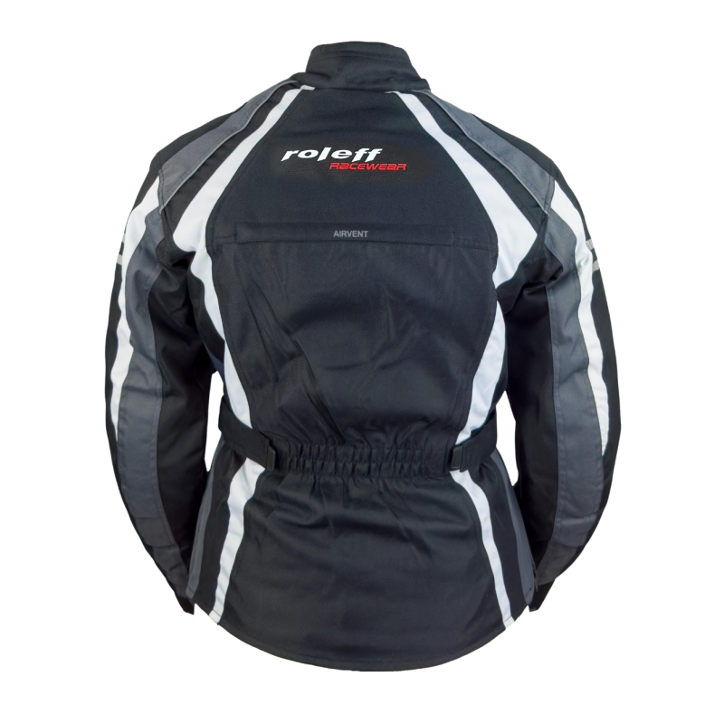 Giacca da motociclista donna Roleff Venedig nero-grigio-bianco