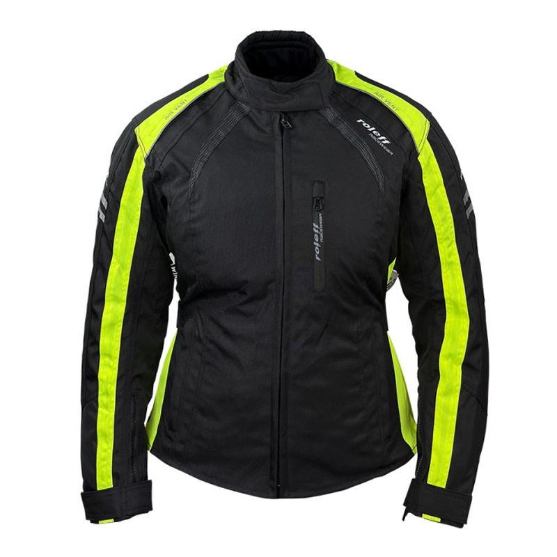 Giacca da moto donna Roleff Venedig nero-giallo fluo