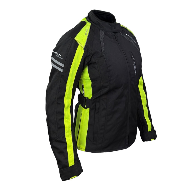 Giacca da moto donna Roleff Venedig nero-giallo fluo