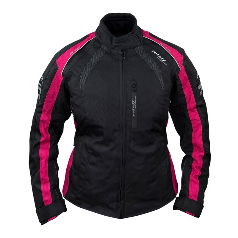 Giacca da motociclista da donna Roleff Venedig nero-rosa