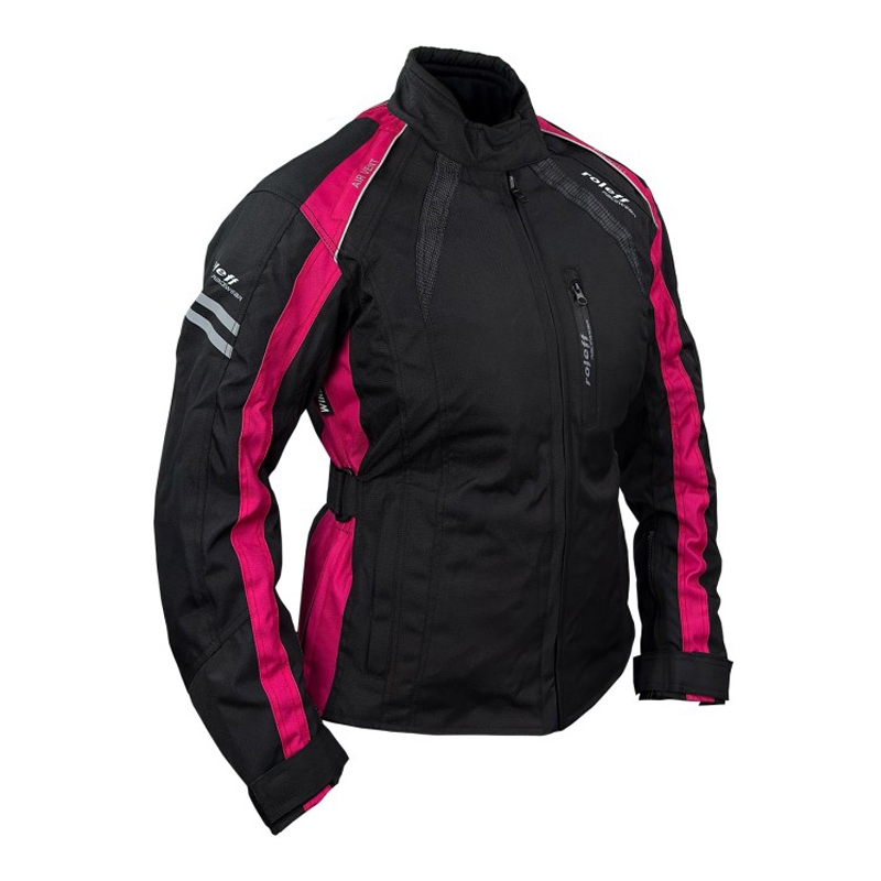 Giacca da motociclista da donna Roleff Venedig nero-rosa