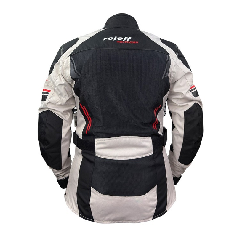 Giacca da moto da donna Roleff Mesh nero-beige-rosso