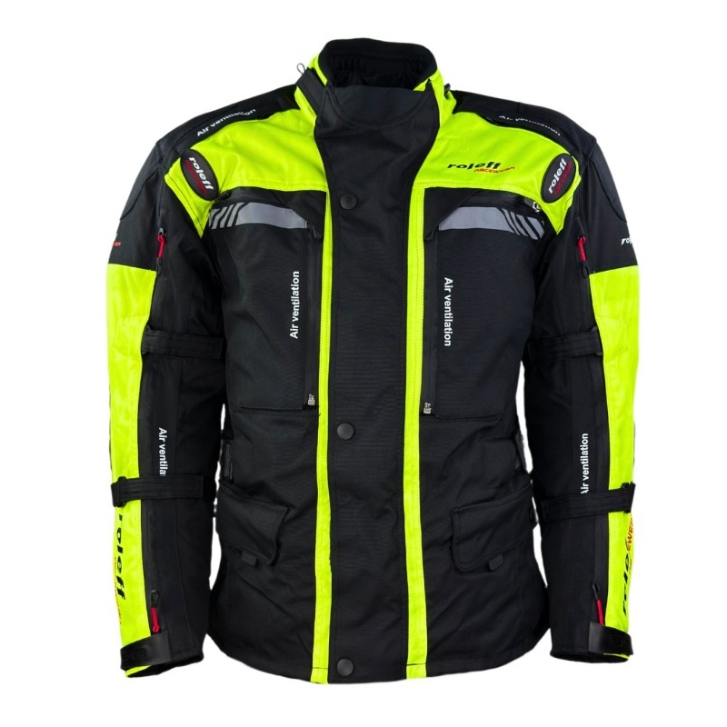 Giacca da moto Roleff Kodra Enduro nero-giallo fluo