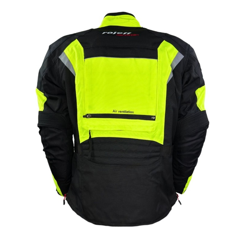 Giacca da moto Roleff Kodra Enduro nero-giallo fluo
