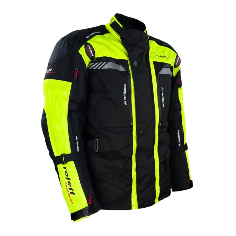 Giacca da moto Roleff Kodra Enduro nero-giallo fluo