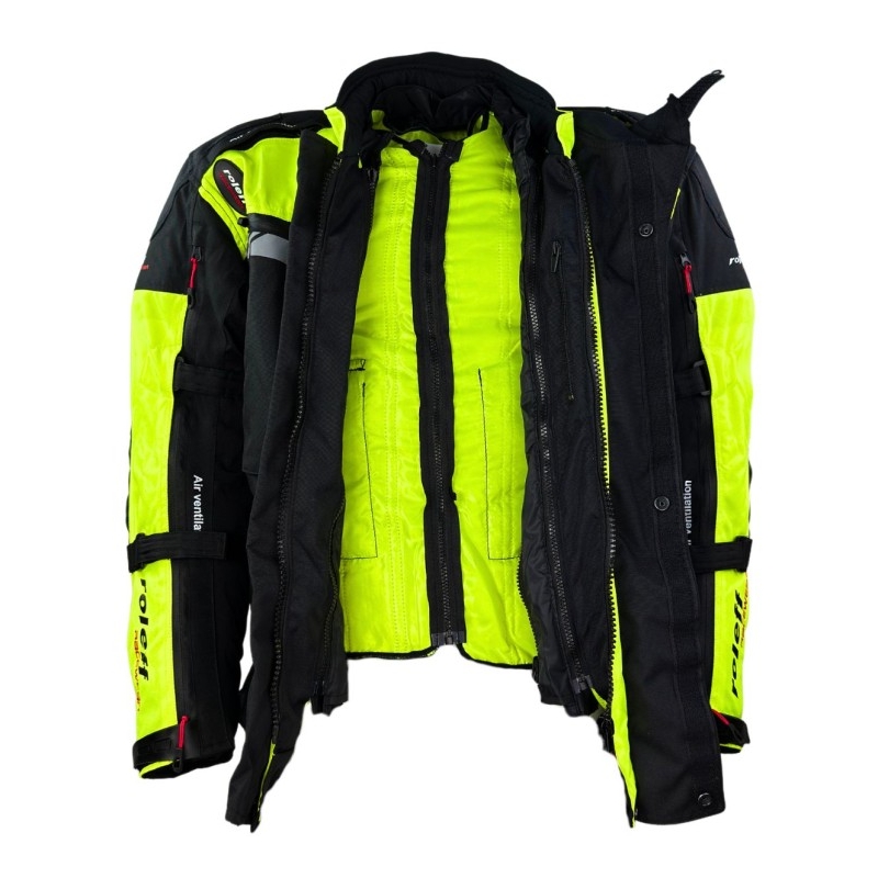 Giacca da moto Roleff Kodra Enduro nero-giallo fluo