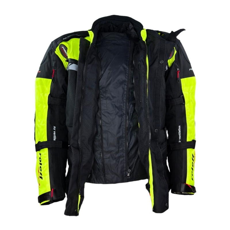 Giacca da moto Roleff Kodra Enduro nero-giallo fluo