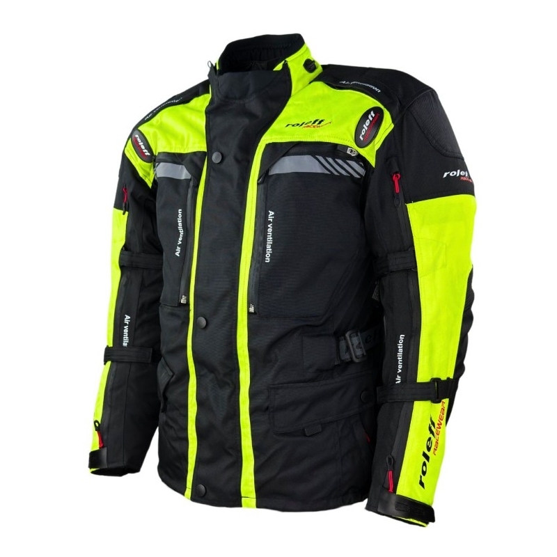 Giacca da moto Roleff Kodra Enduro nero-giallo fluo