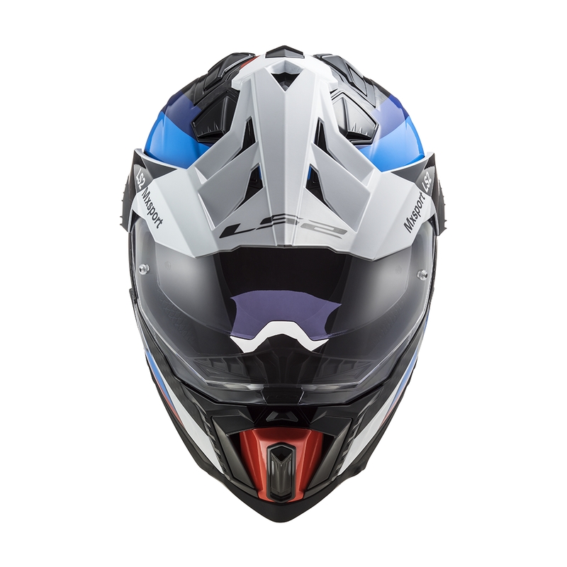 Casco moto enduro LS2 MX701 C Explorer Frontier nero-blu
