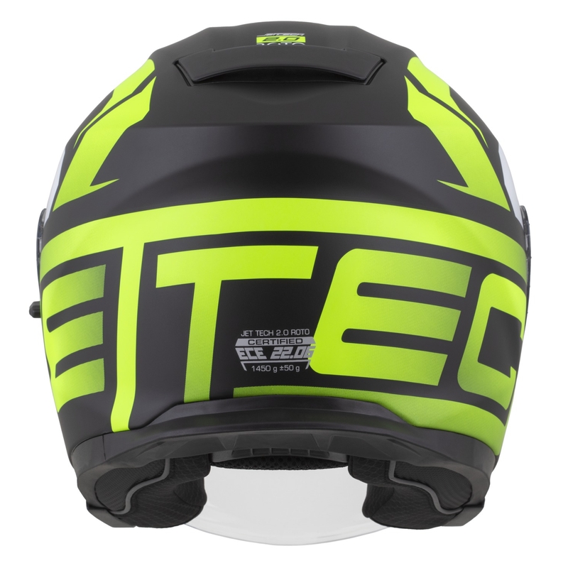 Casco da moto jet Cassida Jet Tech 2.0 RoTo Open Face Nero opaco-Giallo fluo-Bianco