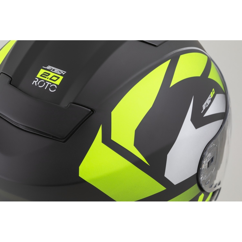 Casco da moto jet Cassida Jet Tech 2.0 RoTo Open Face Nero opaco-Giallo fluo-Bianco