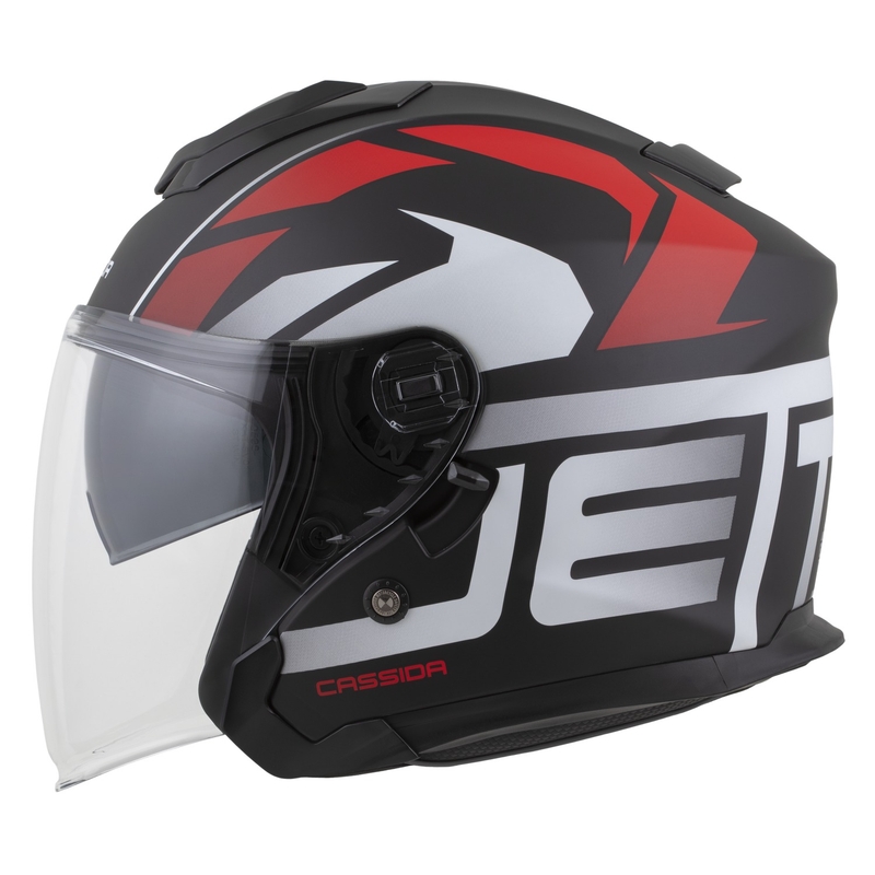 Casco da moto aperto Cassida Jet Tech 2.0 RoTo Nero opaco-Rosso-Bianco