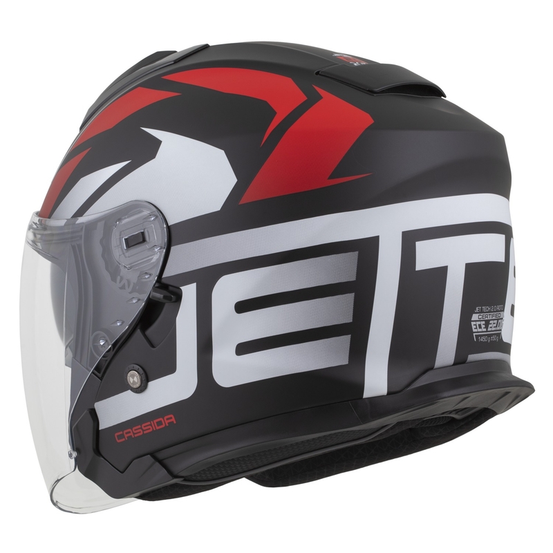 Casco da moto aperto Cassida Jet Tech 2.0 RoTo Nero opaco-Rosso-Bianco