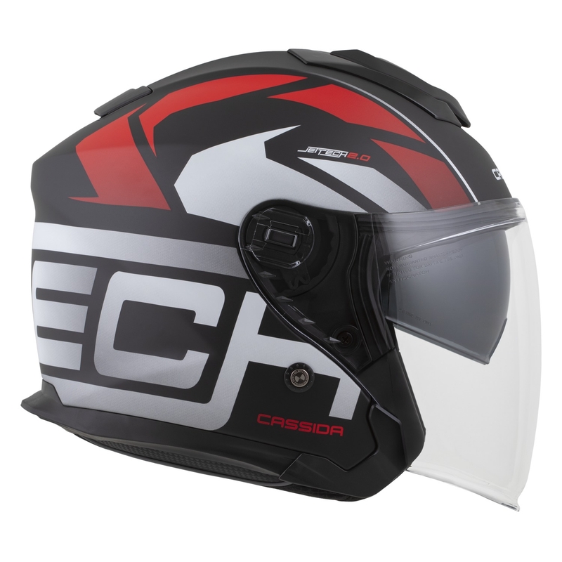 Casco da moto aperto Cassida Jet Tech 2.0 RoTo Nero opaco-Rosso-Bianco