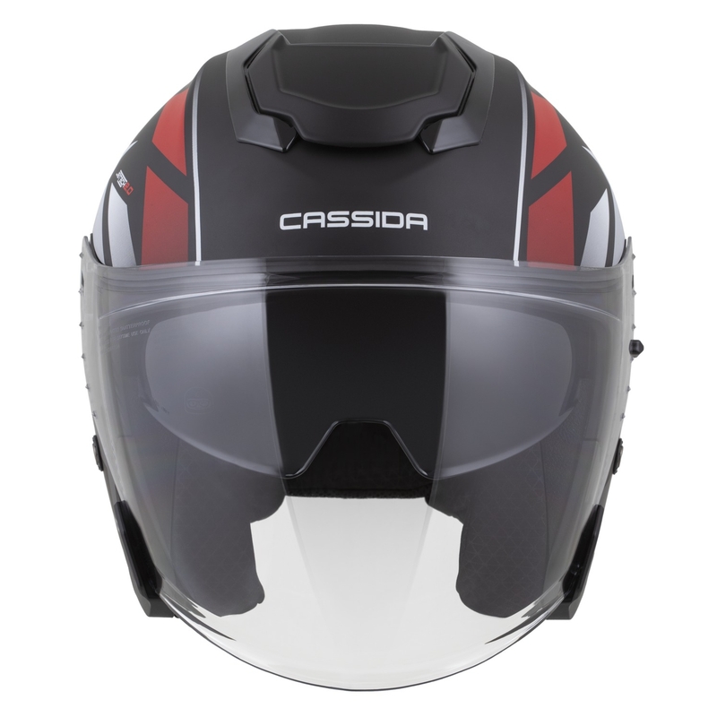 Casco da moto aperto Cassida Jet Tech 2.0 RoTo Nero opaco-Rosso-Bianco