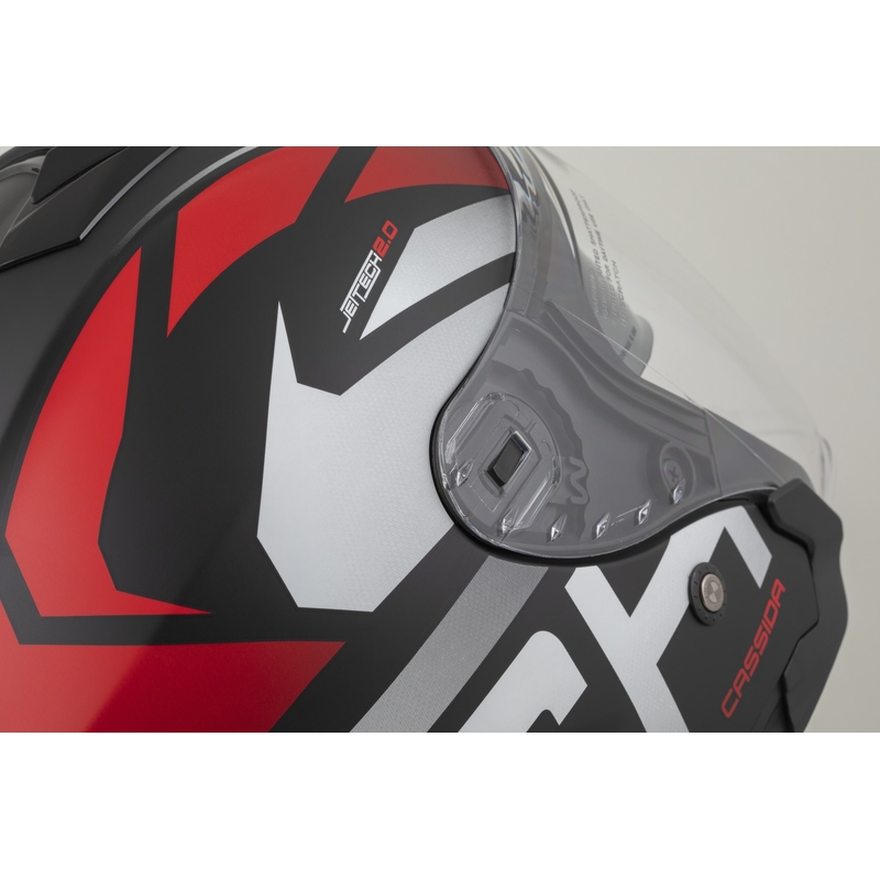 Casco da moto aperto Cassida Jet Tech 2.0 RoTo Nero opaco-Rosso-Bianco