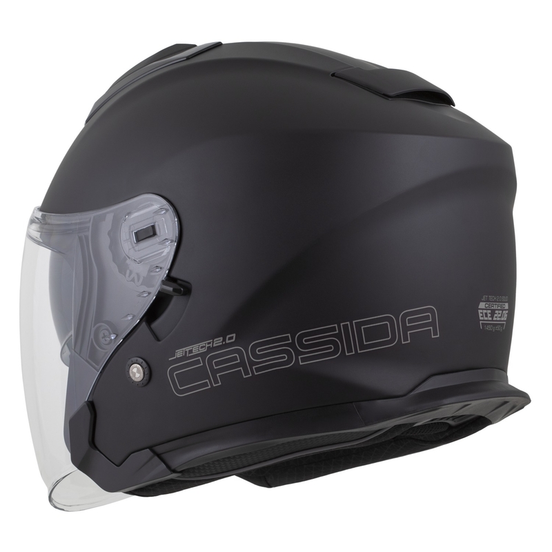 Casco da moto jet Cassida Jet Tech 2.0 Solid Open Face Nero opaco-grigio