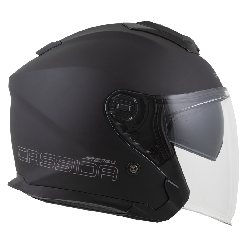 Casco da moto jet Cassida Jet Tech 2.0 Solid Open Face Nero opaco-grigio