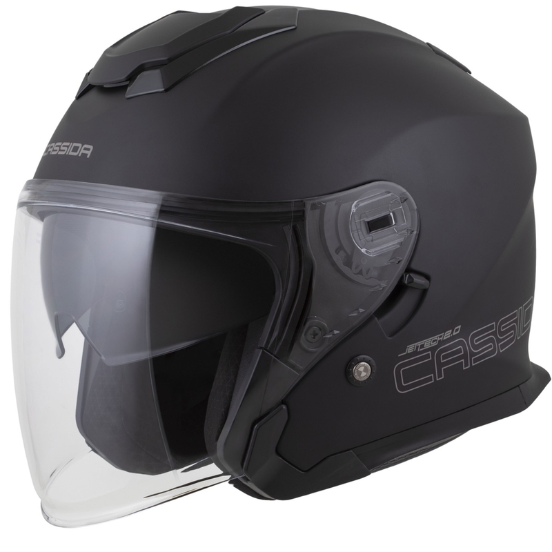 Casco da moto jet Cassida Jet Tech 2.0 Solid Open Face Nero opaco-grigio