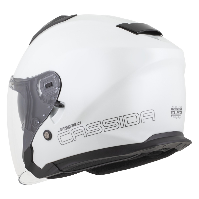 Casco da moto jet Cassida Jet Tech 2.0 Solid Open Face Bianco-Nero-Grigio