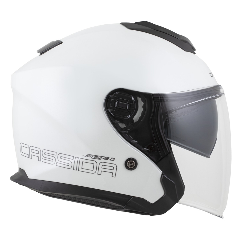Casco da moto jet Cassida Jet Tech 2.0 Solid Open Face Bianco-Nero-Grigio