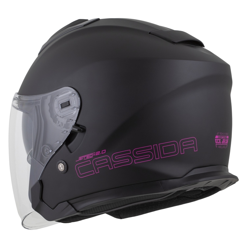 Casco da moto jet Cassida Jet Tech 2.0 Solid Open Face Nero opaco-Rosa