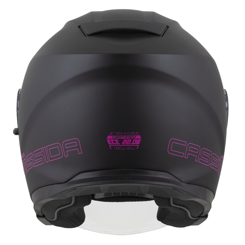 Casco da moto jet Cassida Jet Tech 2.0 Solid Open Face Nero opaco-Rosa