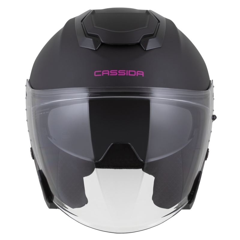 Casco da moto jet Cassida Jet Tech 2.0 Solid Open Face Nero opaco-Rosa