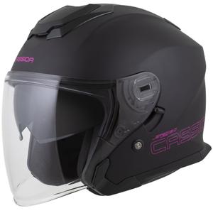 Casco da moto jet Cassida Jet Tech 2.0 Solid Open Face Nero opaco-Rosa