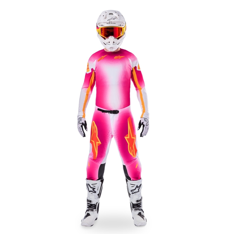Maglia da motocross Alpinestars Supertech SX AFD Limited Edition MIG Fluo Rosa-Bianco-Arancione