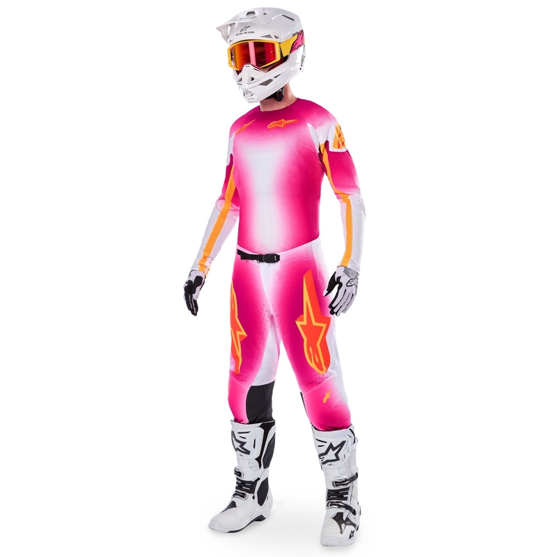 Maglia da motocross Alpinestars Supertech SX AFD Limited Edition MIG Fluo Rosa-Bianco-Arancione