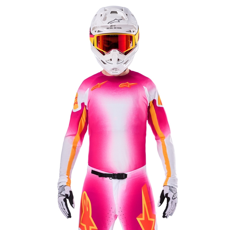 Maglia da motocross Alpinestars Supertech SX AFD Limited Edition MIG Fluo Rosa-Bianco-Arancione